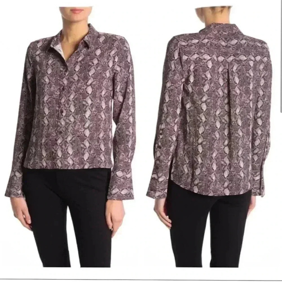 Equipment Huntley Snake Print High Low Blouse - Picture 1 of 4